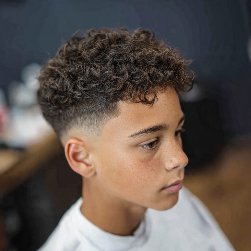 14 Boy Hairstyle Ideas That Are Seriously Cool Right Now 4 curly top fade for boy