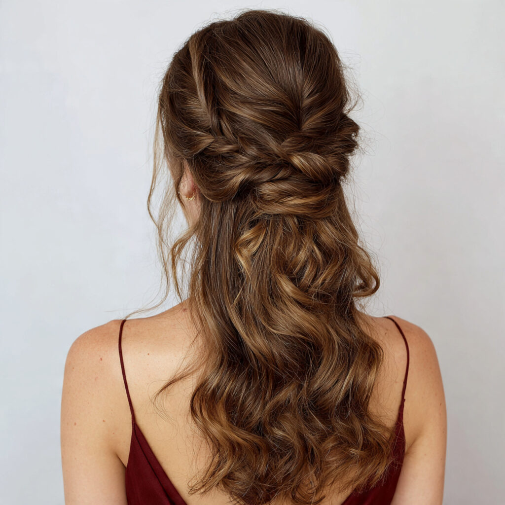 13 Wedding Guest Hairstyles That Look Expensive, Stay Put, and Photograph Like a Dream 5 half up half down twist for wedding guest hairstyl
