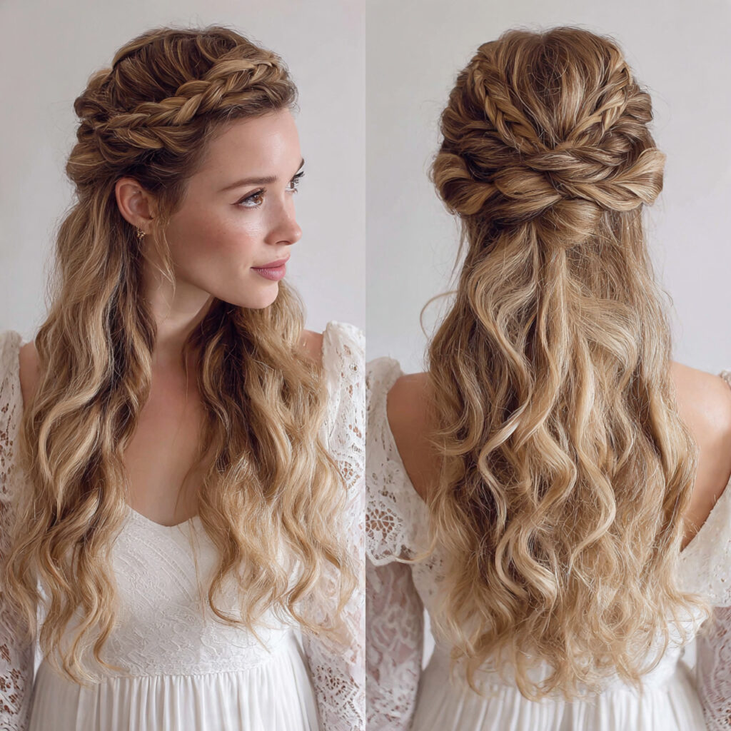 14 Open Hairstyle Ideas That Are Cute, Easy, and Giving Main-Character Energy 7 half up puff with open hair