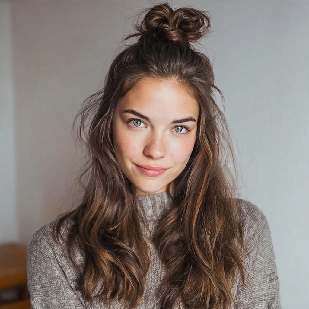 14 Greasy Hair Hairstyles That Actually Look Chic, Not “I Overslept Again.” 9 half up top knot for greasy hair hairstyles