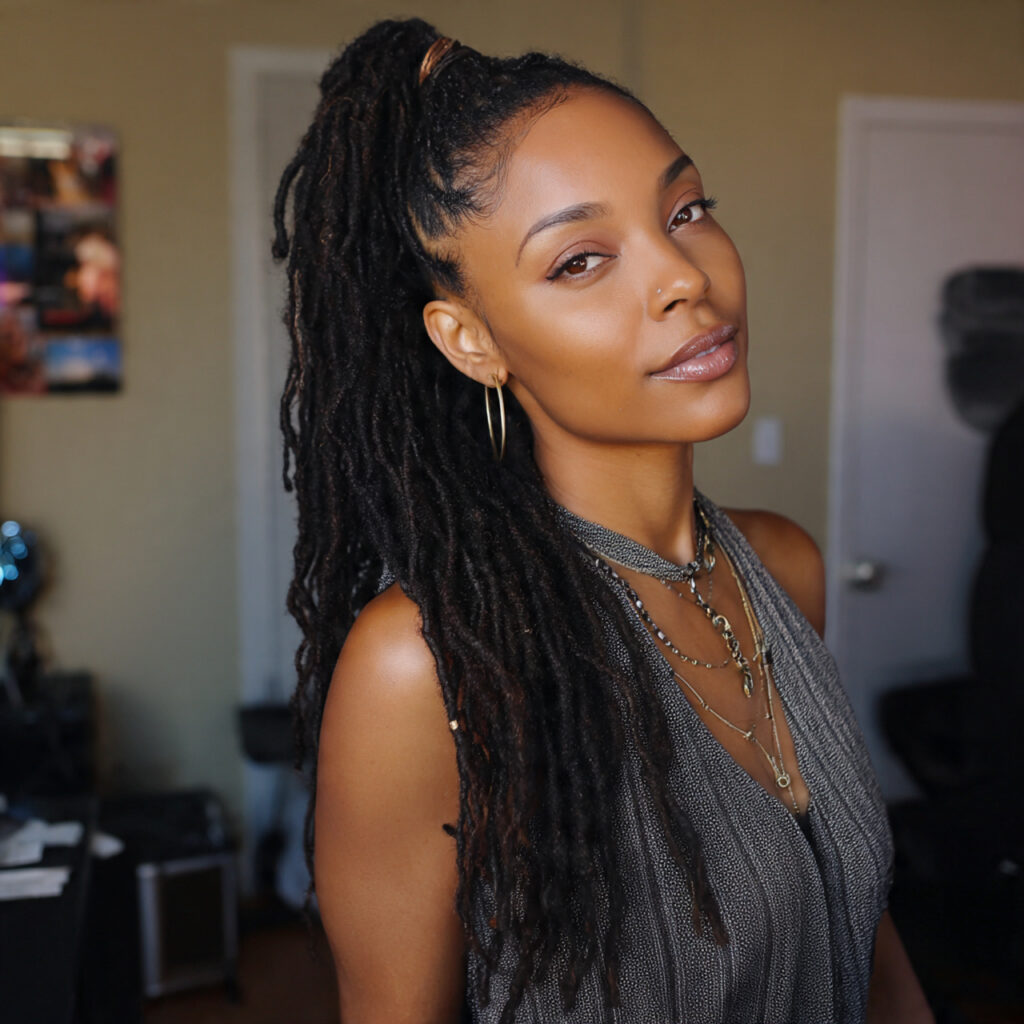 13 Locs Hairstyle Ideas That Are About to Be Your Whole Personality 2 high ponytail locs