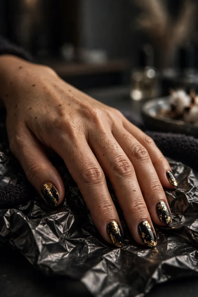 14 Korean Nail Art Ideas, Starring Your Inner K-Drama Cast 16 k14 foil noir