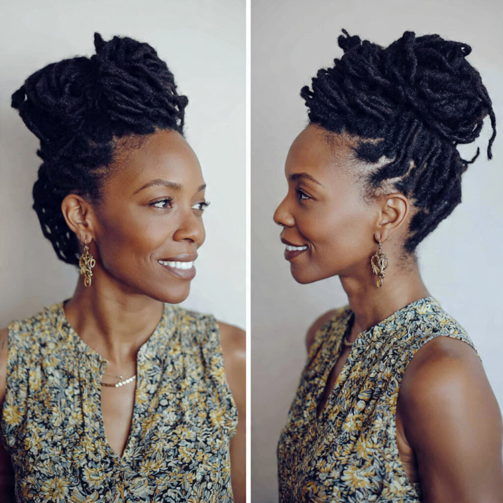 13 Locs Hairstyle Ideas That Are About to Be Your Whole Personality 8 locs top knot