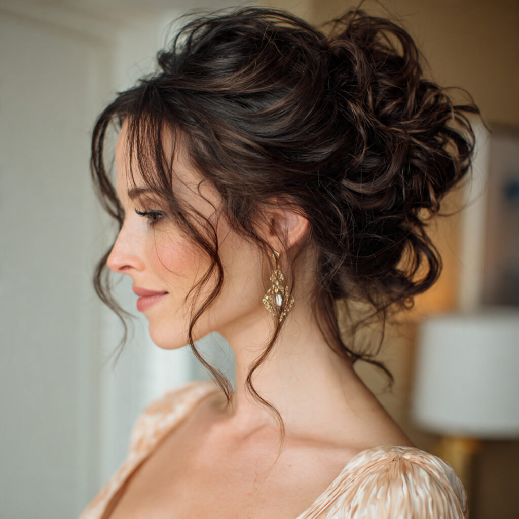 15 Engagement Hairstyle Ideas That Are Romantic, Chic, and Seriously Photo-Ready 10 messy bun with face framing strands for engagement