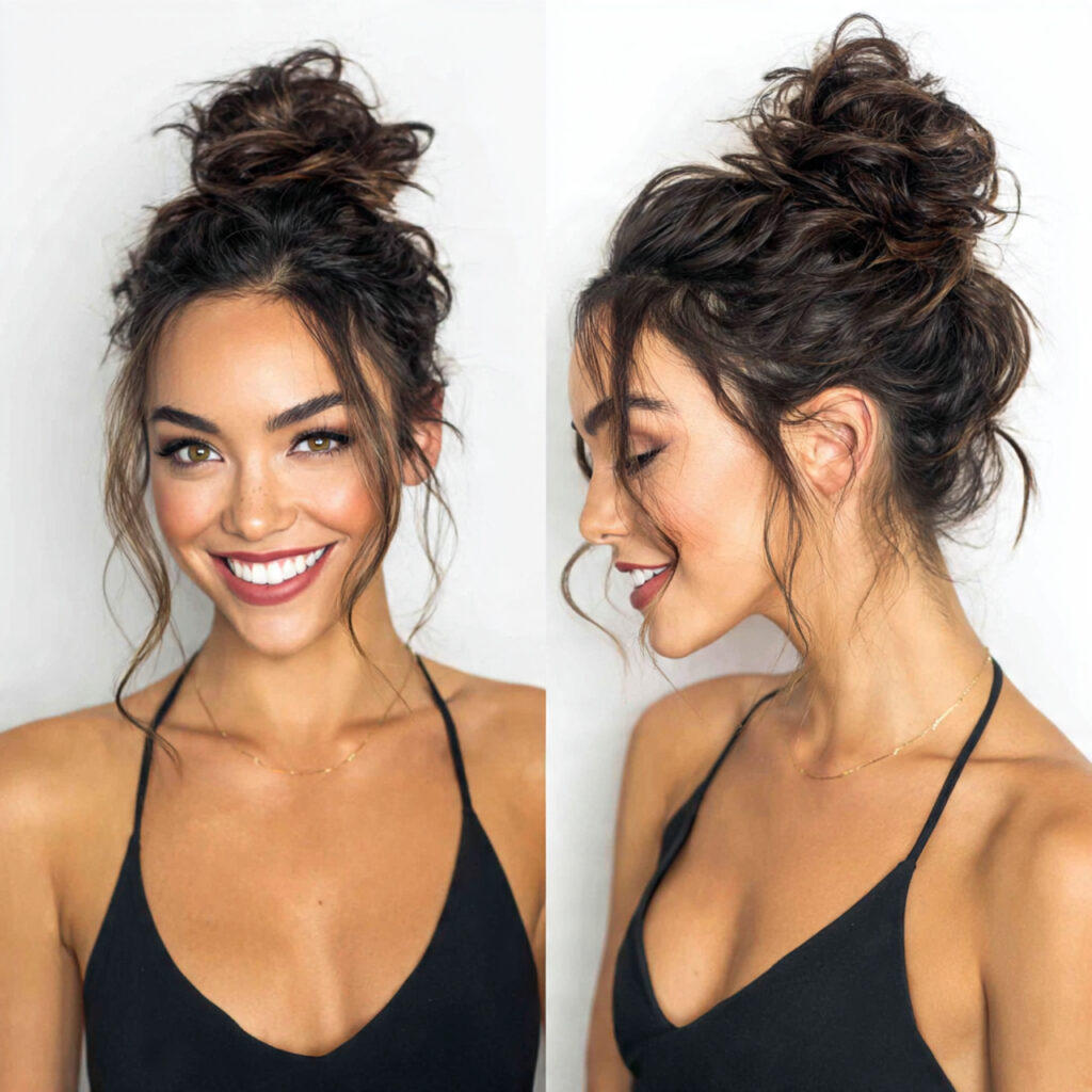13 Volleyball Hairstyles Ideas That Are Cute, Game-Ready, and Actually Stay Put 7 messy top knot for volleyball hairstyles