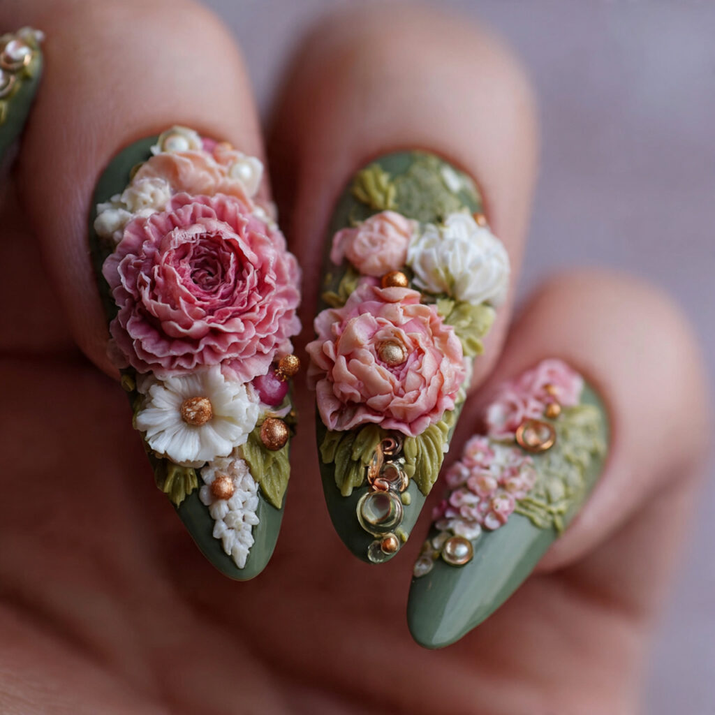 13 3D Nail Art Ideas: Cute, Bold, and Totally Doable Designs 6 sculpted 3d flowers nails