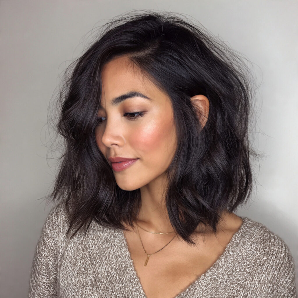 12 Side Part Hairstyles That Instantly Make You Look More Polished 8 side part lob with texture for women 1