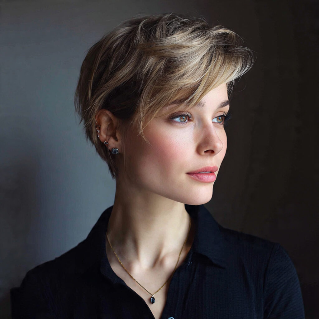 12 Side Part Hairstyles That Instantly Make You Look More Polished 11 side part pixie for women