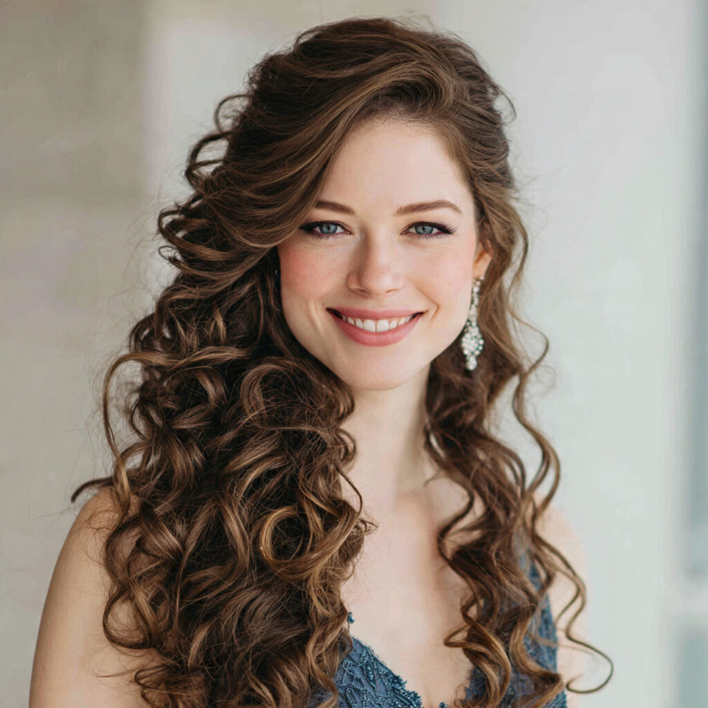 15 Engagement Hairstyle Ideas That Are Romantic, Chic, and Seriously Photo-Ready 11 side swept curls for engagement hairstyle