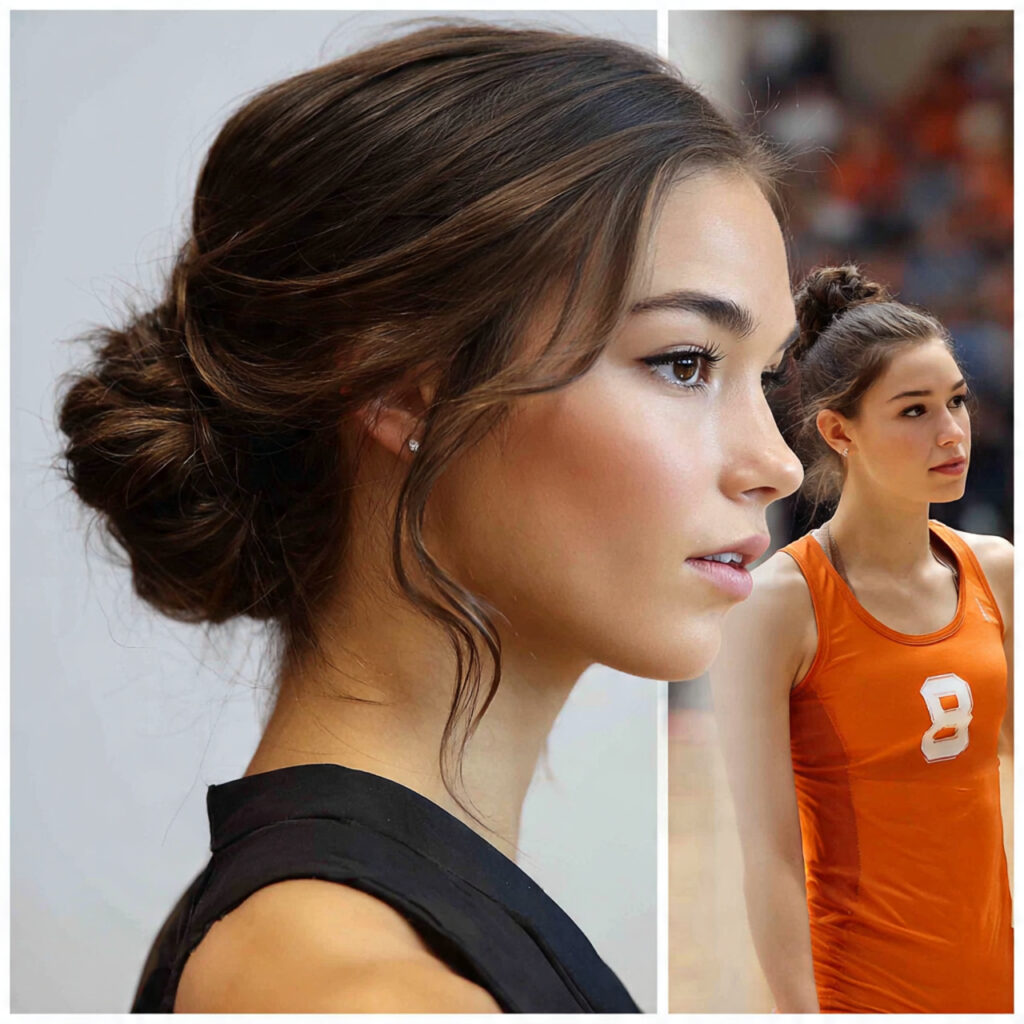 13 Volleyball Hairstyles Ideas That Are Cute, Game-Ready, and Actually Stay Put 6 sleek low bun for volleyball hairstyles