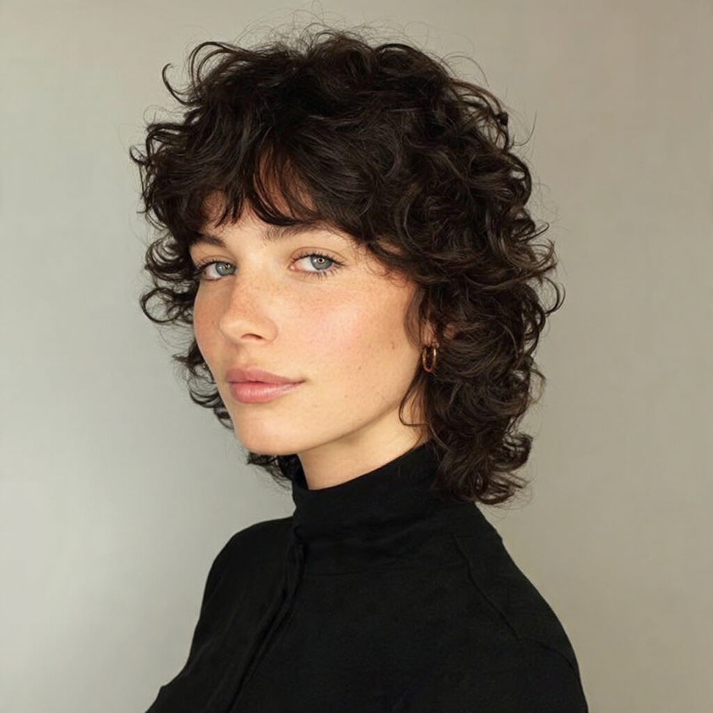 14 Short Curly Hairstyles That Are Cute, Cool, and Basically Doing the Most in the Best Way 15 soft curly mini mullet with middle part for short