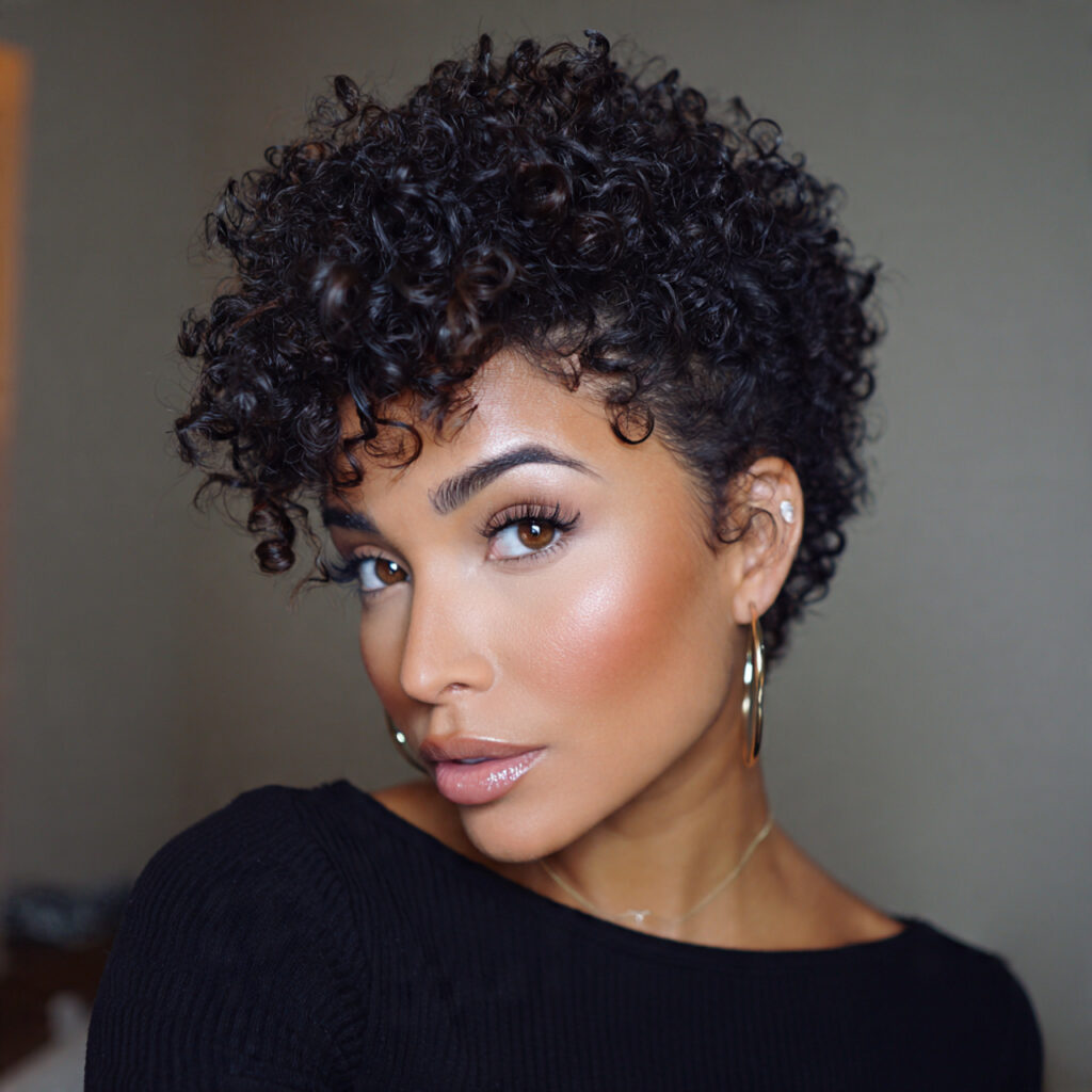 14 Short Curly Hairstyles That Are Cute, Cool, and Basically Doing the Most in the Best Way 5 tapered cut with defined curls for short curly hai