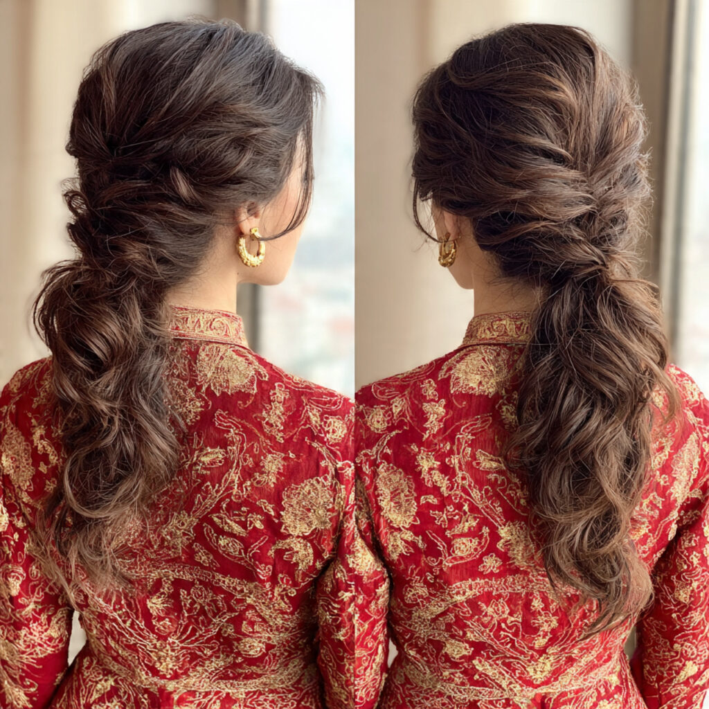 15 Engagement Hairstyle Ideas That Are Romantic, Chic, and Seriously Photo-Ready 5 textured low ponytail for engagement hairstyle