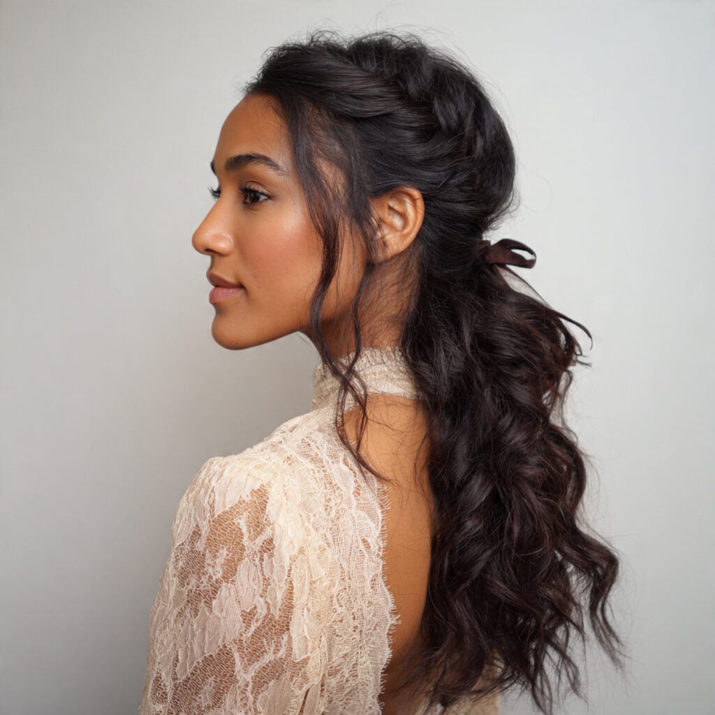 14 Half Up Half Down Hairstyles 2026: The Effortlessly Chic Looks Your Hair Has Been Waiting For 8 the messy ribbon half up