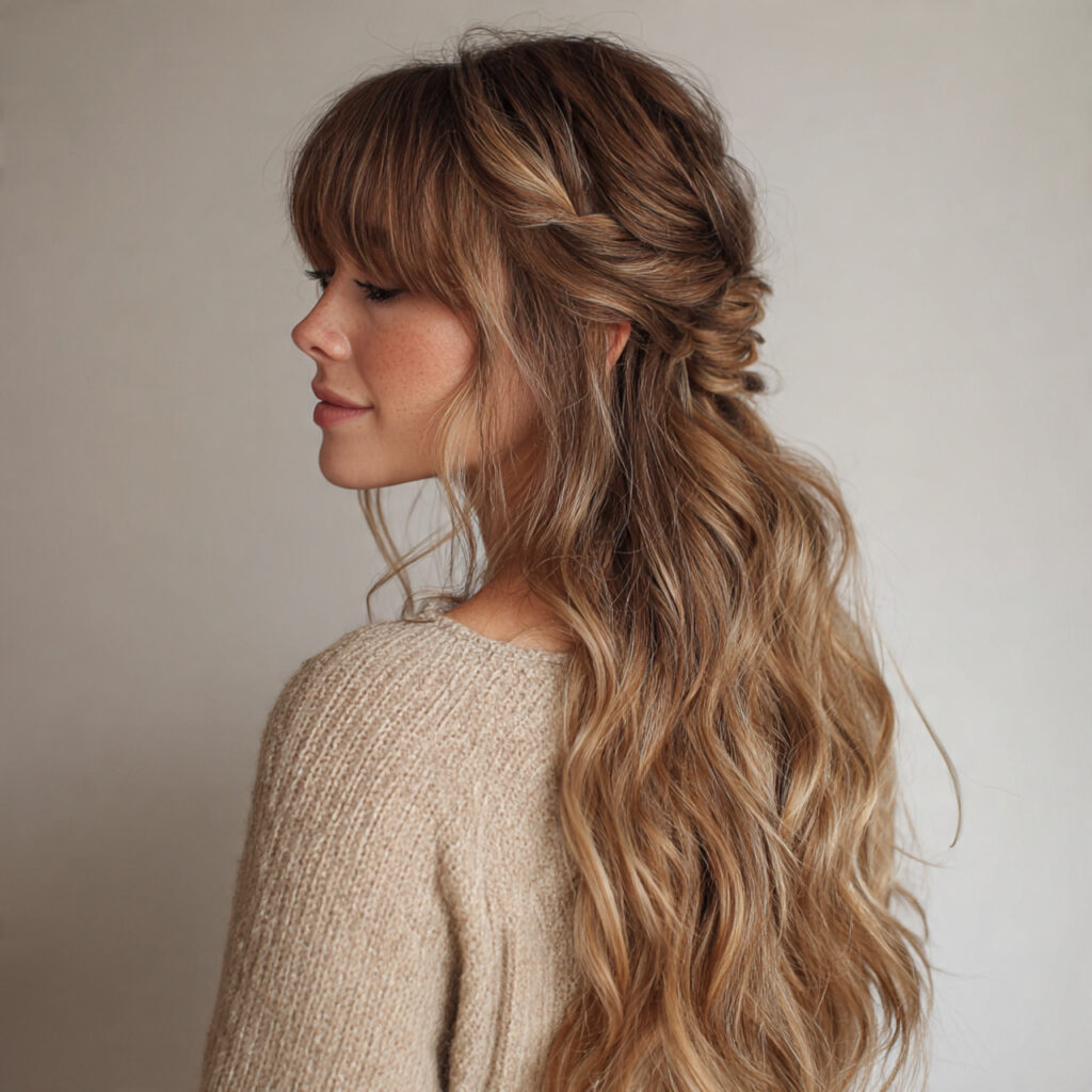 14 Half Up Half Down Hairstyles 2026: The Effortlessly Chic Looks Your Hair Has Been Waiting For 5 the soft curtain bang half up