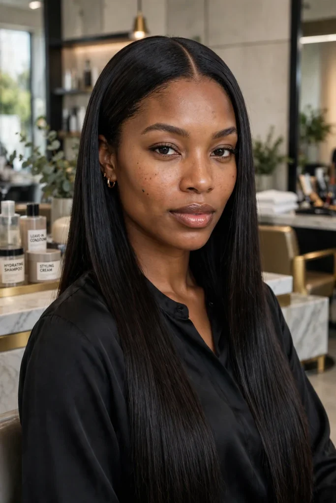 13 Weave Hairstyle Ideas, Organized by Installation Method 2 01 middle part sew in
