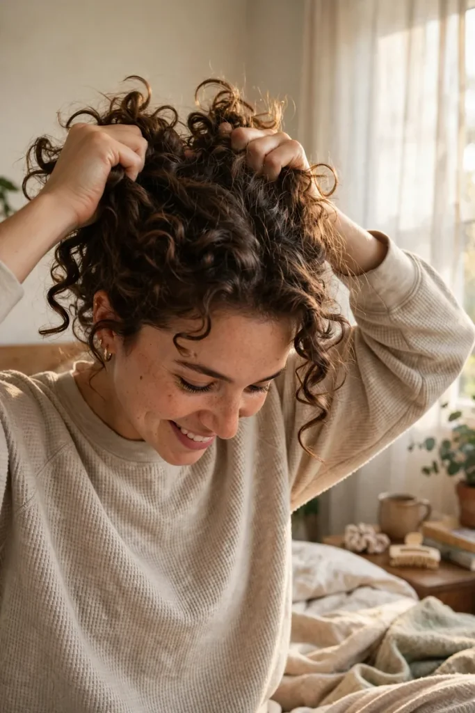 14 Curly Hairstyles Worn Down, Pulled From One Actual Week of My Own Hair Diary 4 03 day two redo