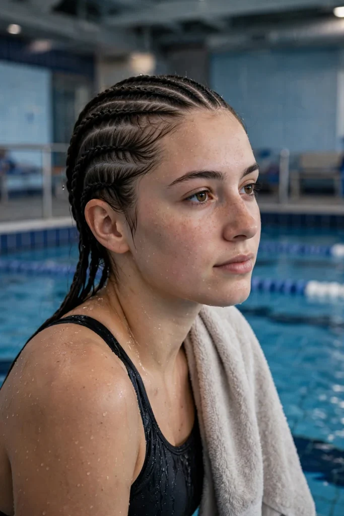 14 Sporty Hairstyles ideas, Chosen for What Your Workout Demands 5 04 flat swim braids 1