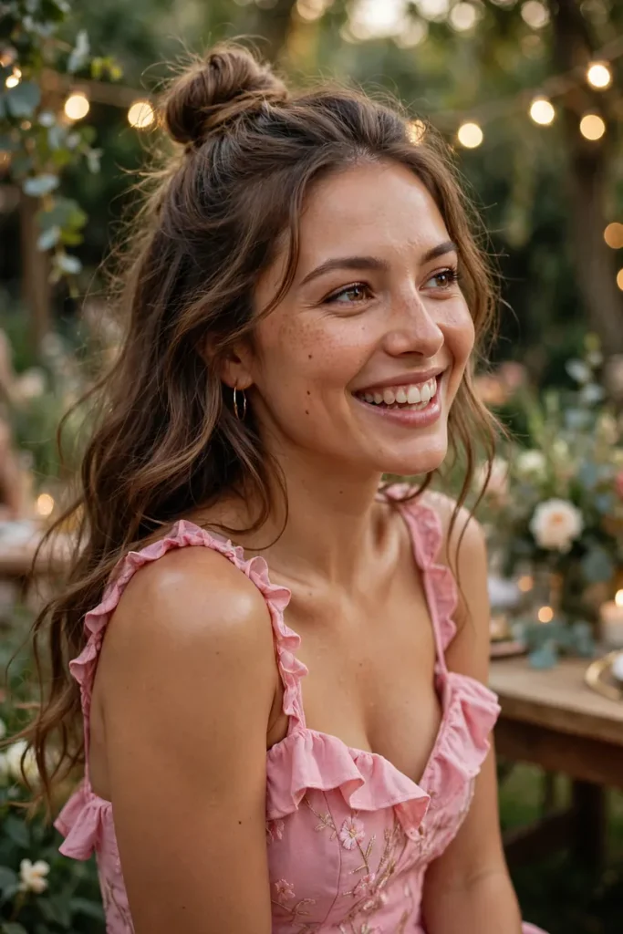 16 Party Hairstyles ideas, Sorted by How Much Dancing You'll Do 6 05 halfup topknot waves