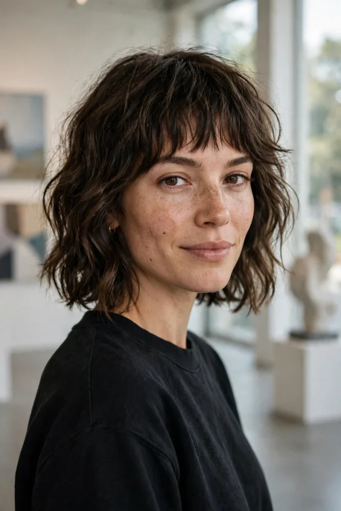 15 Hairstyles With Bangs, Sorted by How Much Commitment They Take 8 07 choppy bangs wavy lob