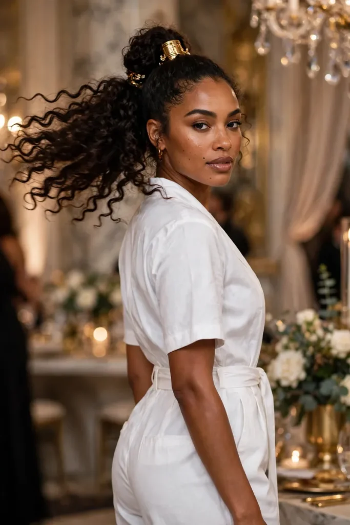 16 Party Hairstyles ideas, Sorted by How Much Dancing You'll Do 9 08 glam ponytail hair cuff