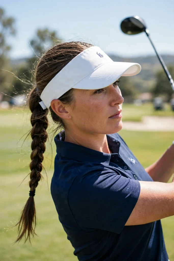 14 Sporty Hairstyles ideas, Chosen for What Your Workout Demands 12 11 visor braided ponytail