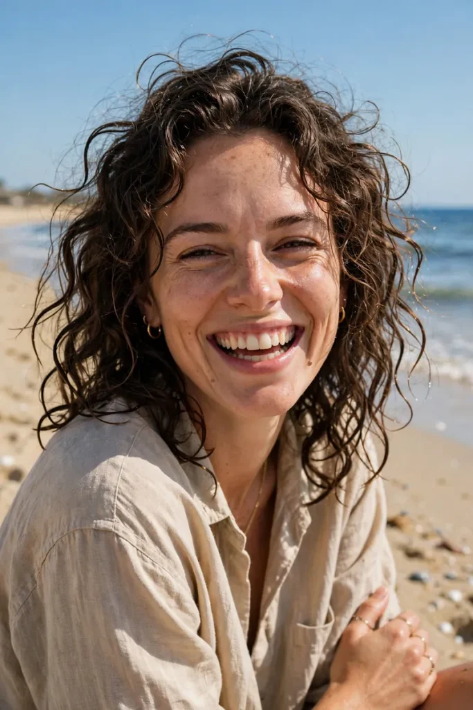 14 Curly Hairstyles Worn Down, Pulled From One Actual Week of My Own Hair Diary 13 12 beach trip fix