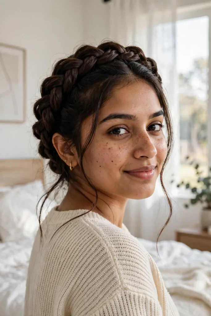 16 Cute Quick Hairstyles, Counted Down From 5 Minutes to 30 Seconds 2 16 twisted halo crown