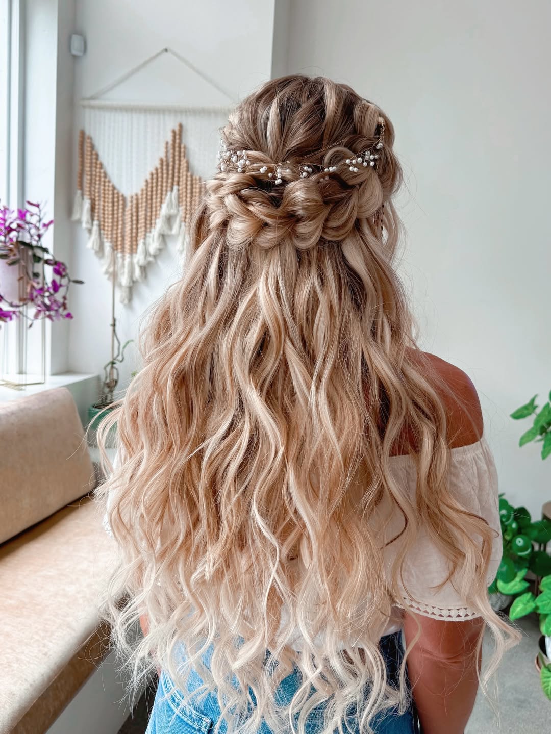 15 Curly Half-Up Half-Down Hairstyles That Are Too Cute Not to Try Right Now 7 Braided Half-Up Style