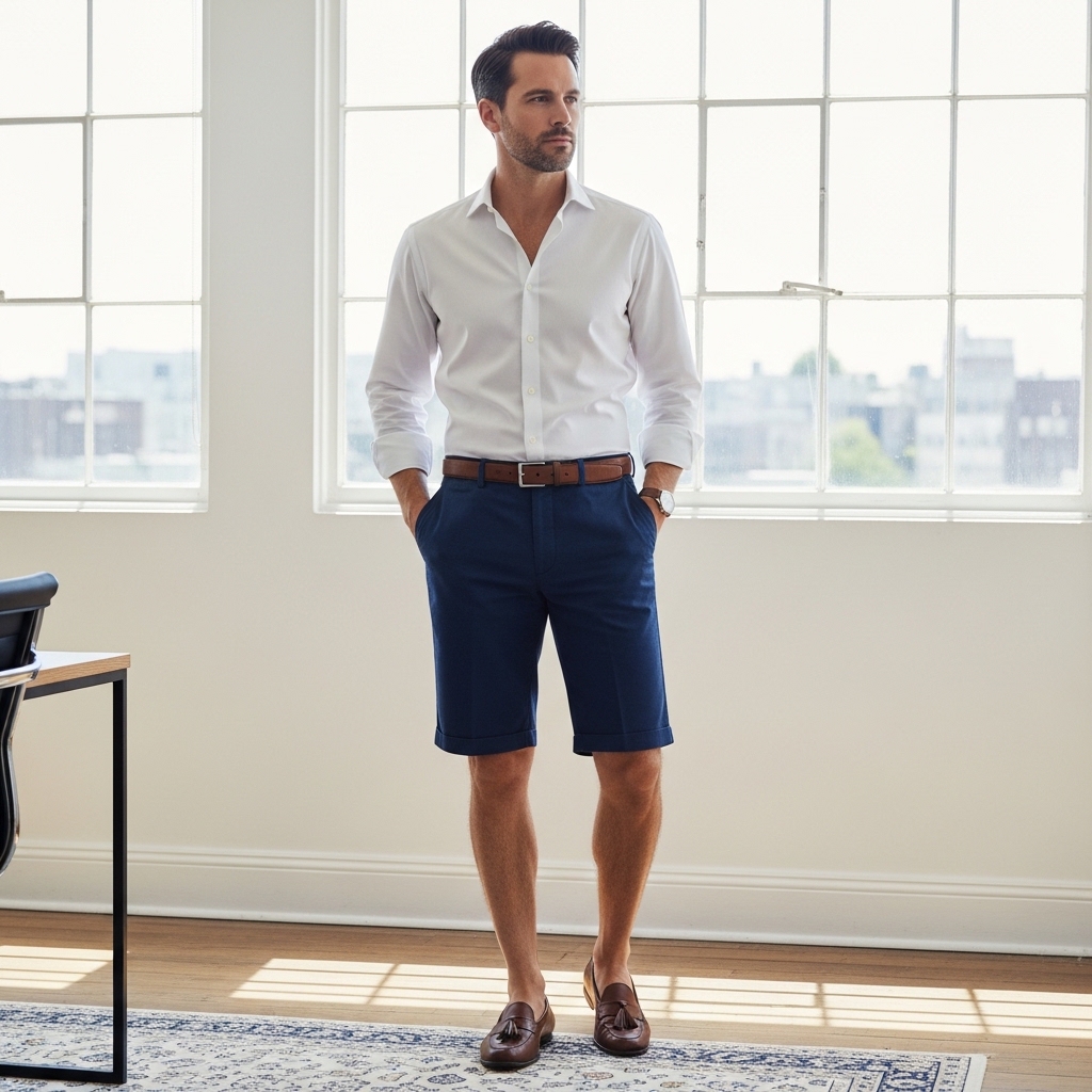 17 Business Casual Outfits Ideas 2026: Fresh Looks That Actually Work 10 Button Down Shirt with Tailored Shorts