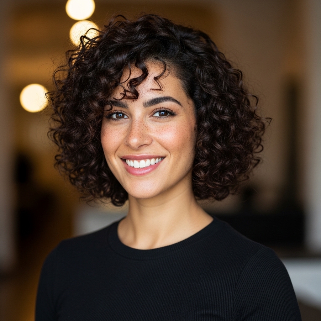 15 Short Curly Bob Hairstyles That’ll Instantly Make You Look Like That Girl 12 Curly Bob with Tapered Ends