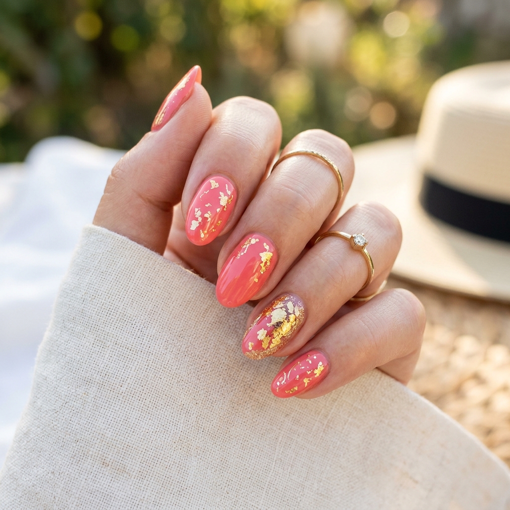 15 Summer Gel Nails That Scream “Main Character Energy” (And Yes, You’ll Want Them All) 12 Gold Foil Accent Nails