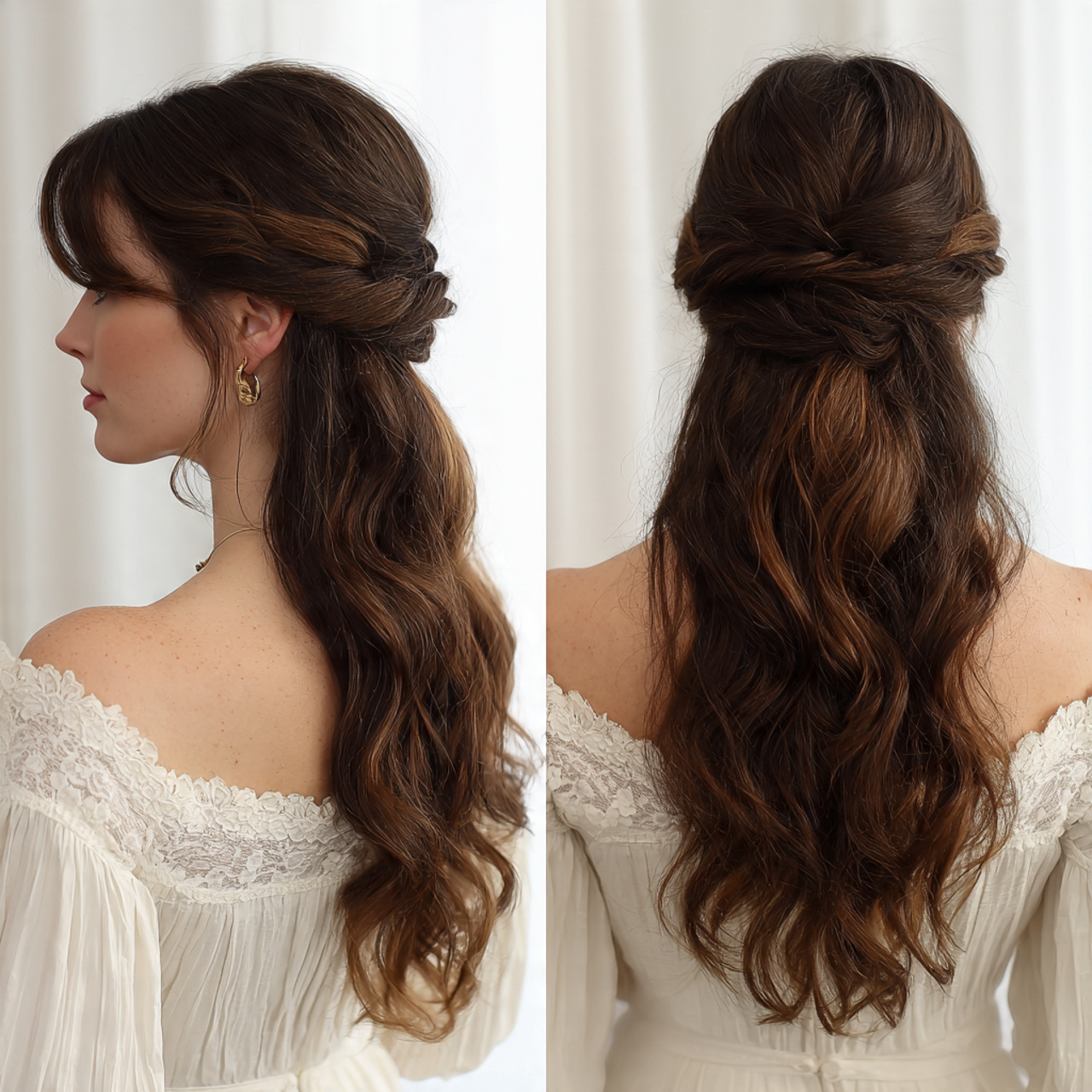 15 Round Face Hairstyles That Instantly Slim, Sculpt & Serve Main-Character Energy 15 Half-Up, Half-Down with Volume