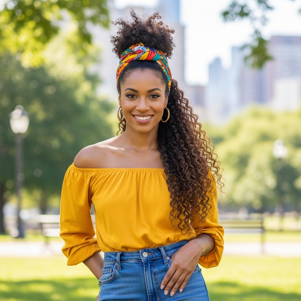 15 Curly Half-Up Half-Down Hairstyles That Are Too Cute Not to Try Right Now 8 Half-Up High Puff
