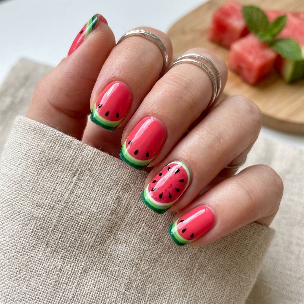 15 Summer Gel Nails That Scream “Main Character Energy” (And Yes, You’ll Want Them All) 8 Juicy Watermelon Nails 1