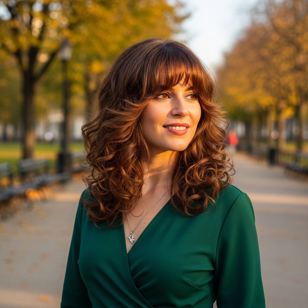 15 Curly Hairstyles with Bangs That Will Instantly Upgrade Your Look (Yes, Even on Bad Hair Days) 11 Layered Ringlets with Feathered Bangs