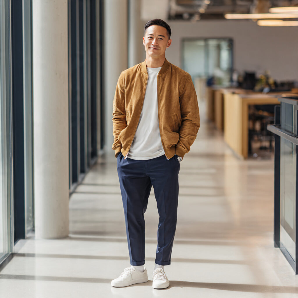 17 Business Casual Outfits Ideas 2026: Fresh Looks That Actually Work 18 Lightweight Bomber Jacket with Dress Pants