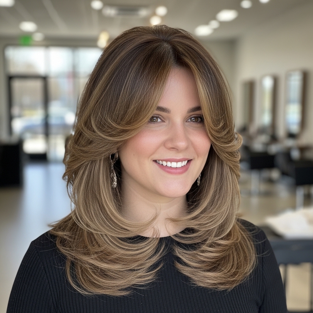 15 Round Face Hairstyles That Instantly Slim, Sculpt & Serve Main-Character Energy 2 Long Layers with Face-Framing Pieces