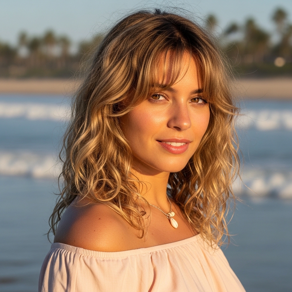 15 Curly Hairstyles with Bangs That Will Instantly Upgrade Your Look (Yes, Even on Bad Hair Days) 15 Loose Beachy Curls with Soft Bangs