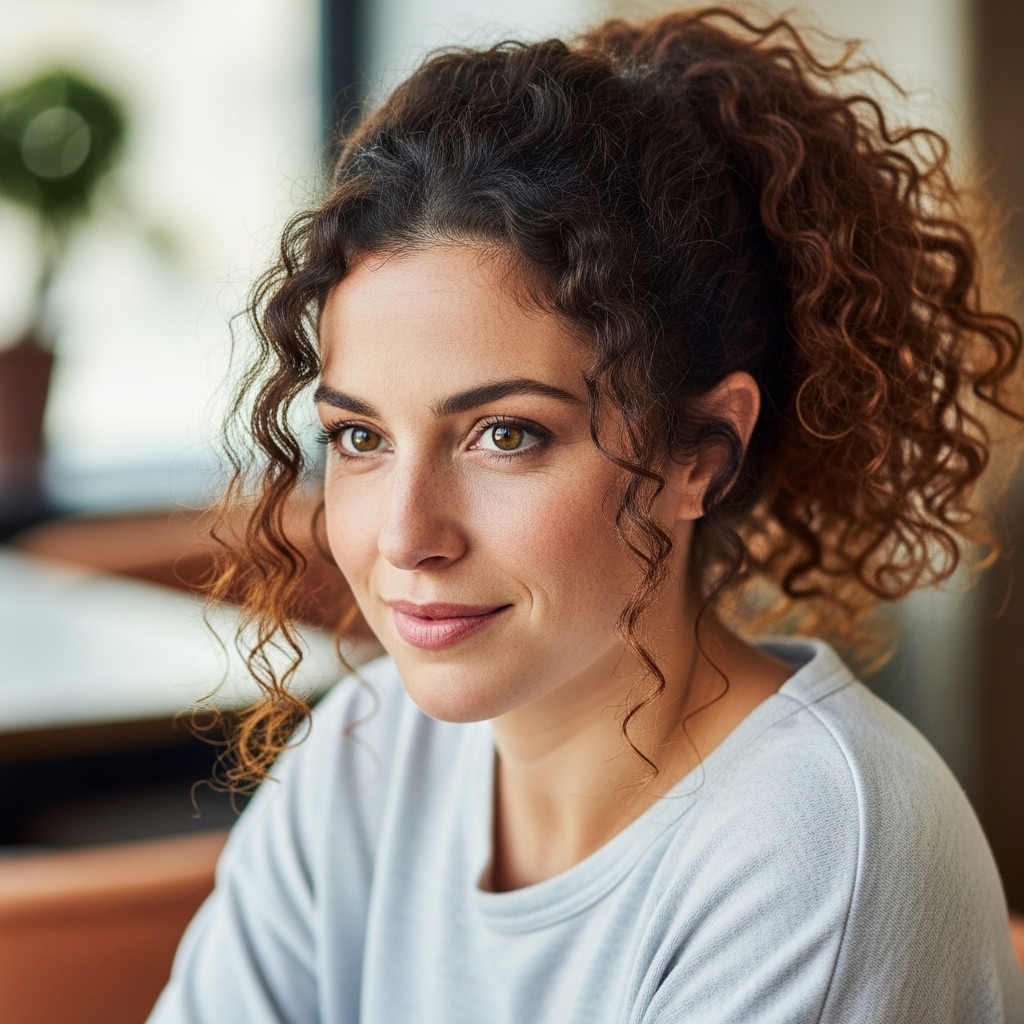 15 Curly Ponytail Hairstyles That Will Instantly Upgrade Your Entire Vibe 13 Mid-Level Curly Ponytail