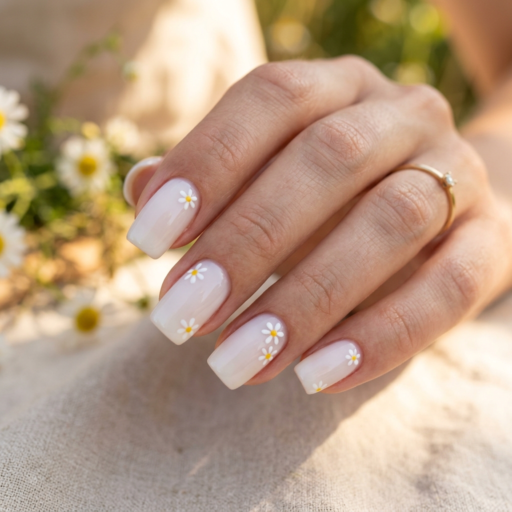 15 Summer Gel Nails That Scream “Main Character Energy” (And Yes, You’ll Want Them All) 7 Minimal Daisy Art nails