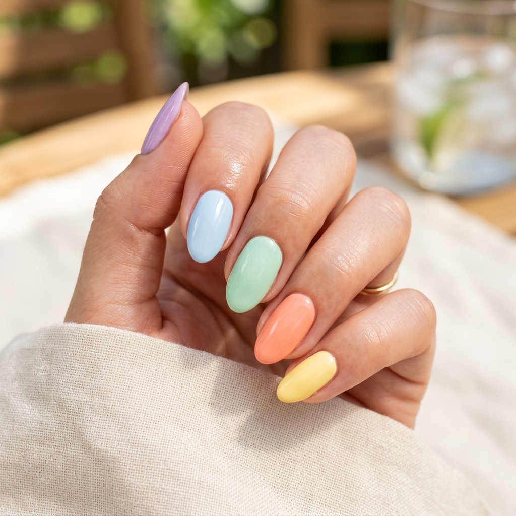15 Summer Gel Nails That Scream “Main Character Energy” (And Yes, You’ll Want Them All) 4 Pastel Skittle Nails