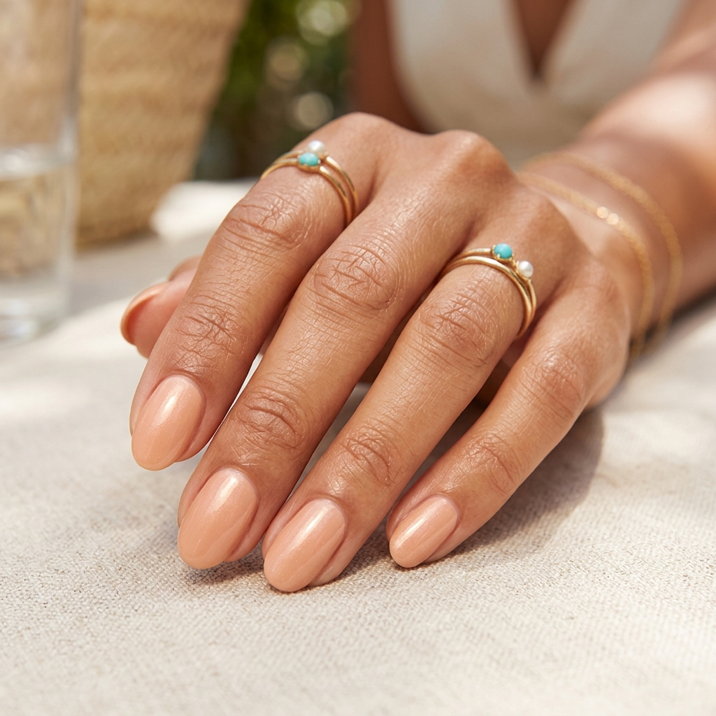 16 Summer Nail Colors Ideas That Are So Cute You’ll Want a Mani ASAP 10 Peachy Nude Glow nails