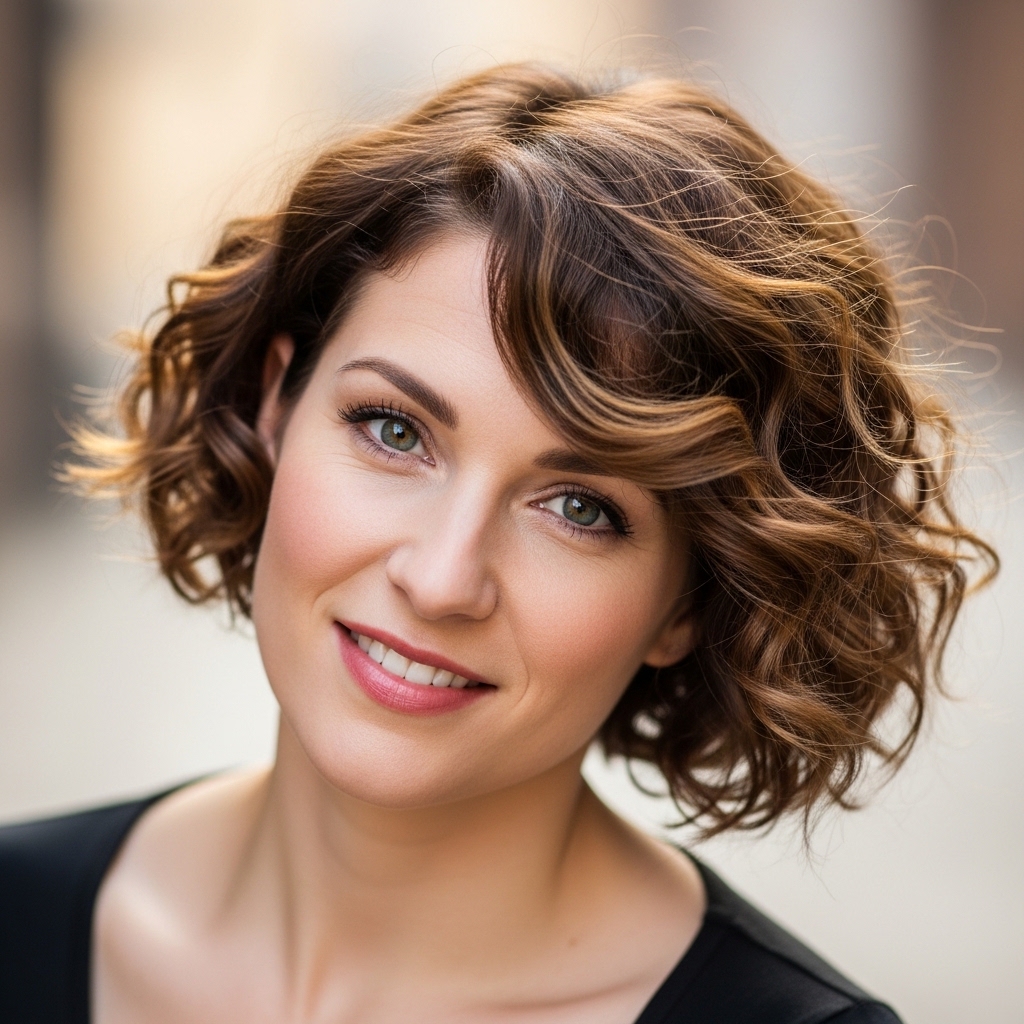 15 Short Curly Bob Hairstyles That’ll Instantly Make You Look Like That Girl 11 Short Curly Bob with Side Part