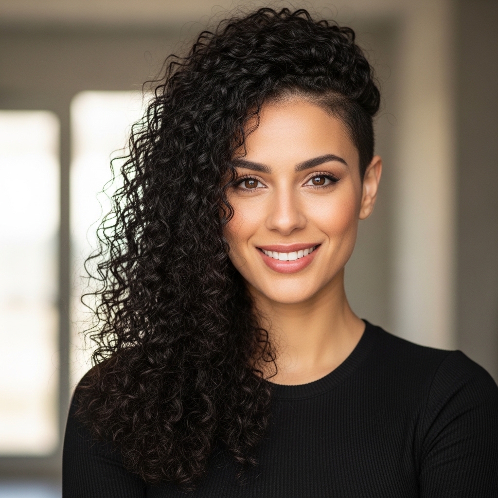 15 Curly Ponytail Hairstyles That Will Instantly Upgrade Your Entire Vibe 4 Side-Part Curly Ponytail