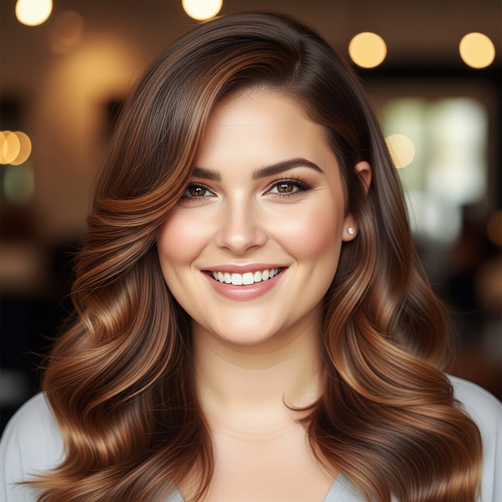 15 Round Face Hairstyles That Instantly Slim, Sculpt & Serve Main-Character Energy 5 Side-Parted Waves