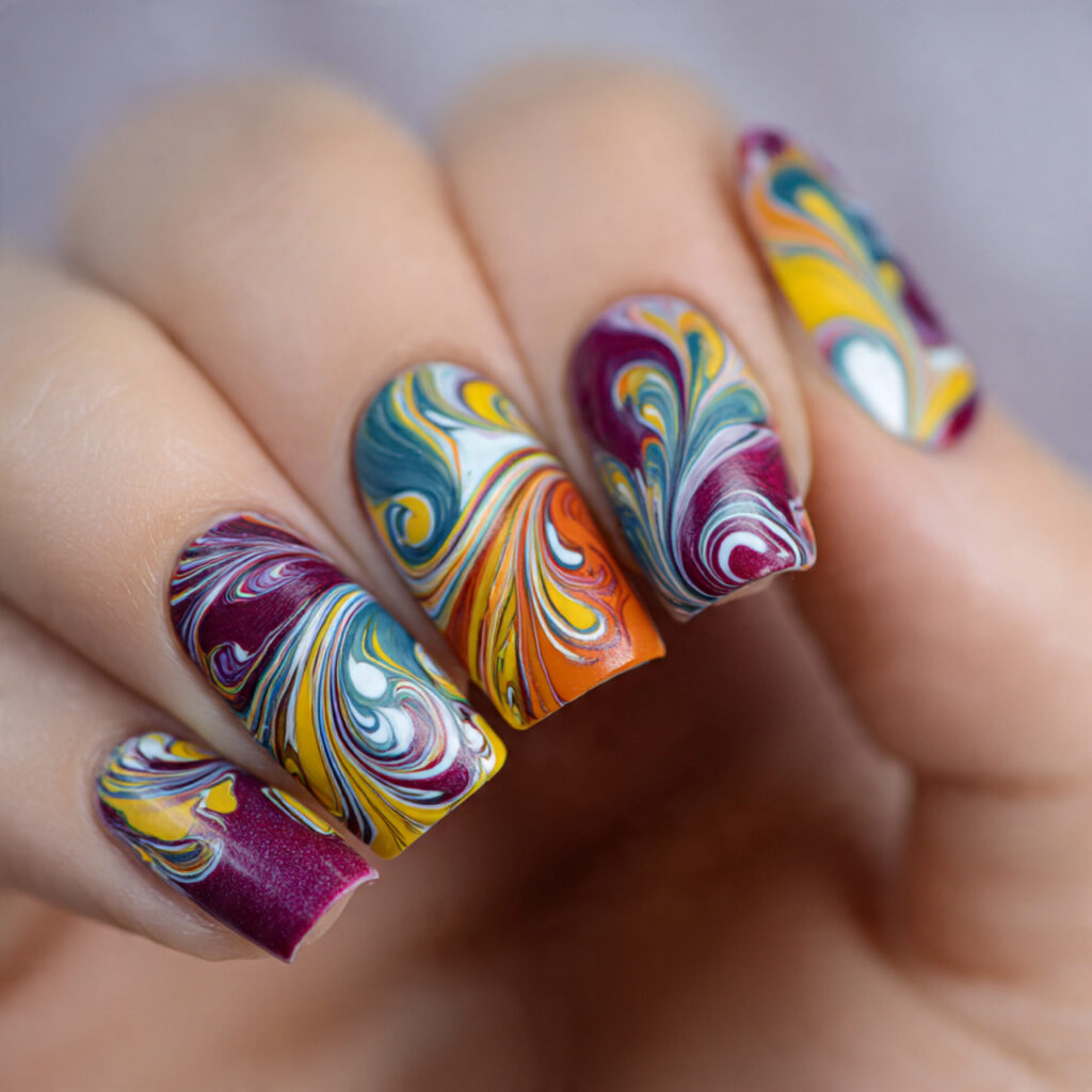 15 Summer Nail Ideas That Are About to Blow Up (And Yes, You’ll Want Them All ) 12 abstract color swirls nails