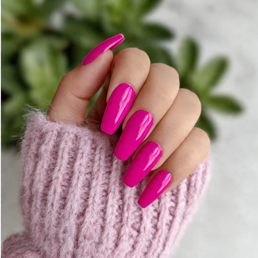 18 Long Summer Nails That Will Have You Booking a Salon Appointment ASAP 10 barbiecore hot pink long nails