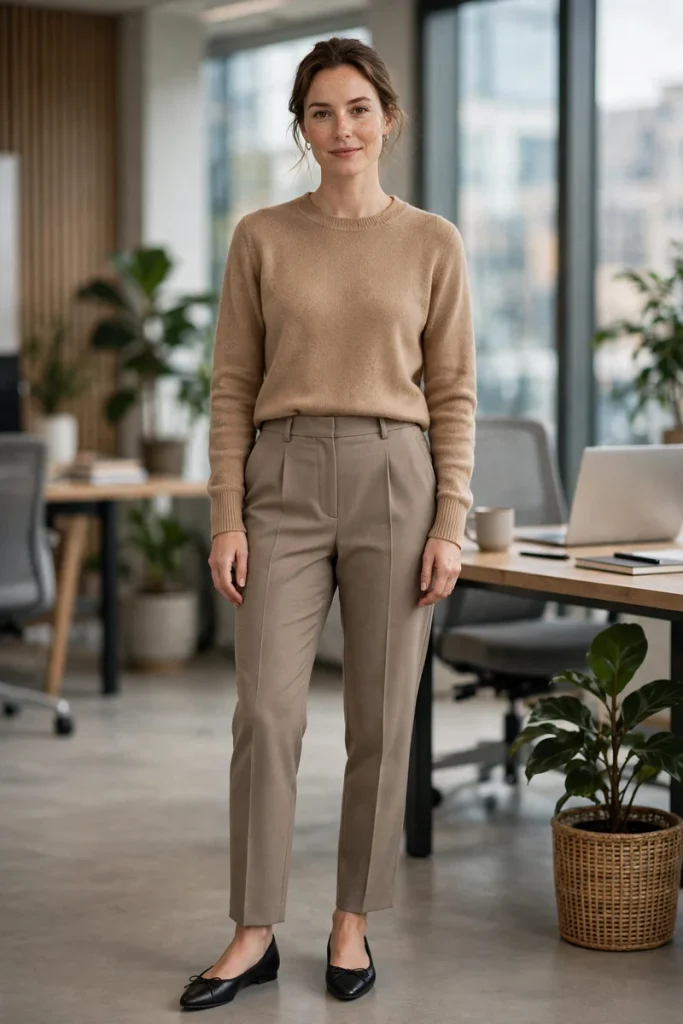 bc 03 tailored trousers sweater flats