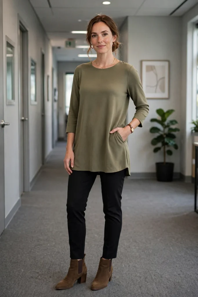 bc 05 ponte pants tunic ankle boots